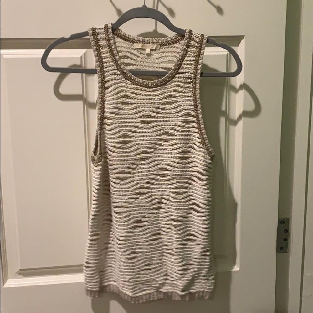 Maje white and gold crochet sweater tank